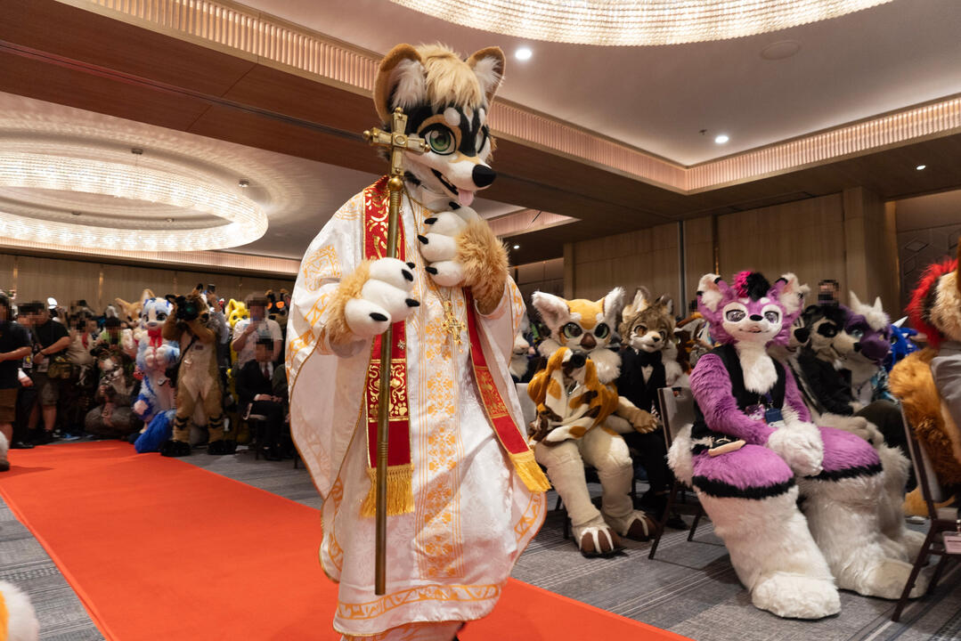 Priest walks in